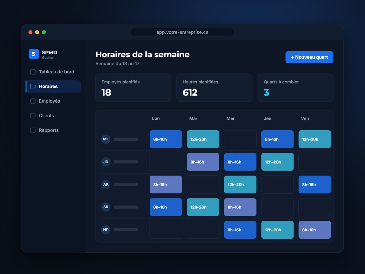 Application Web de gestion des horaires